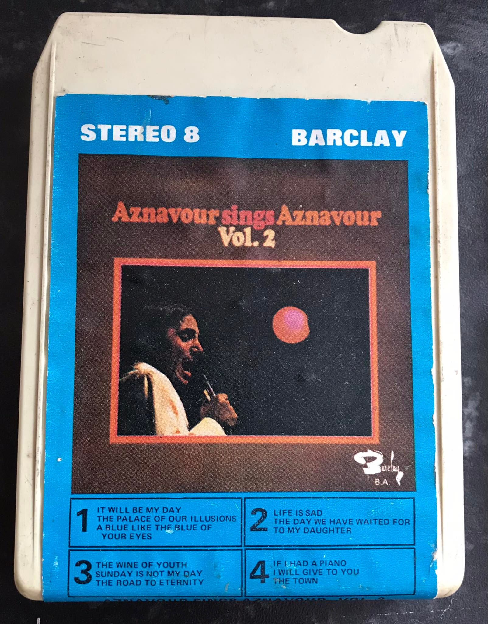 8 Track Stereo, Aznavour Sings Aznavour Vol 2 Cartridge, RCA,CA 80 418, Vintage 8 Track