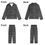Thumbnail: Unisex Long Sleeve Adult Nightwear Pajama Set Westwood Squiggles Silver on Black