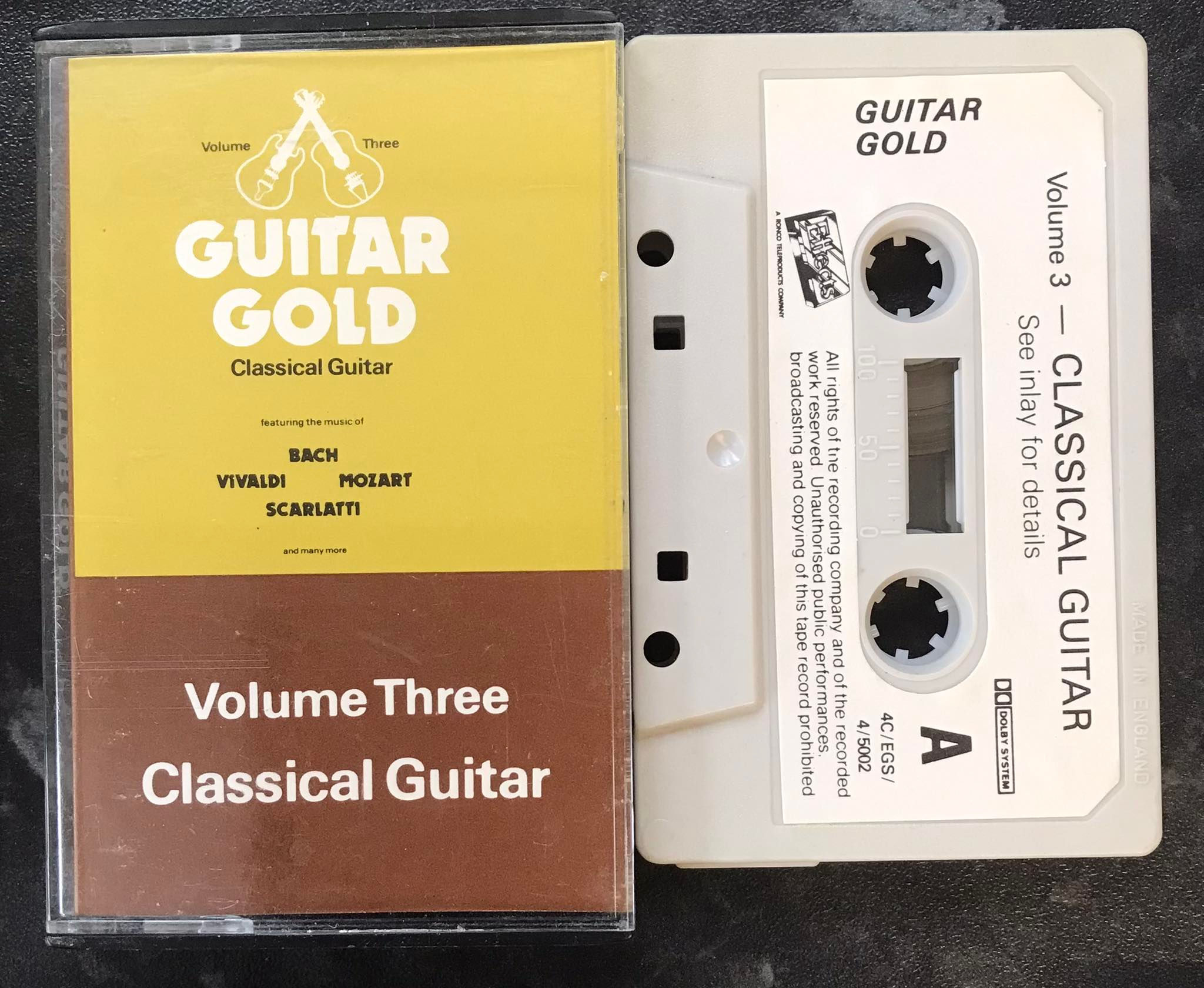 Guitar Gold, Volume Three, Classical Guitar, Ronco Effects Label, 4C/EGS 4/5002, Vintage Cassette