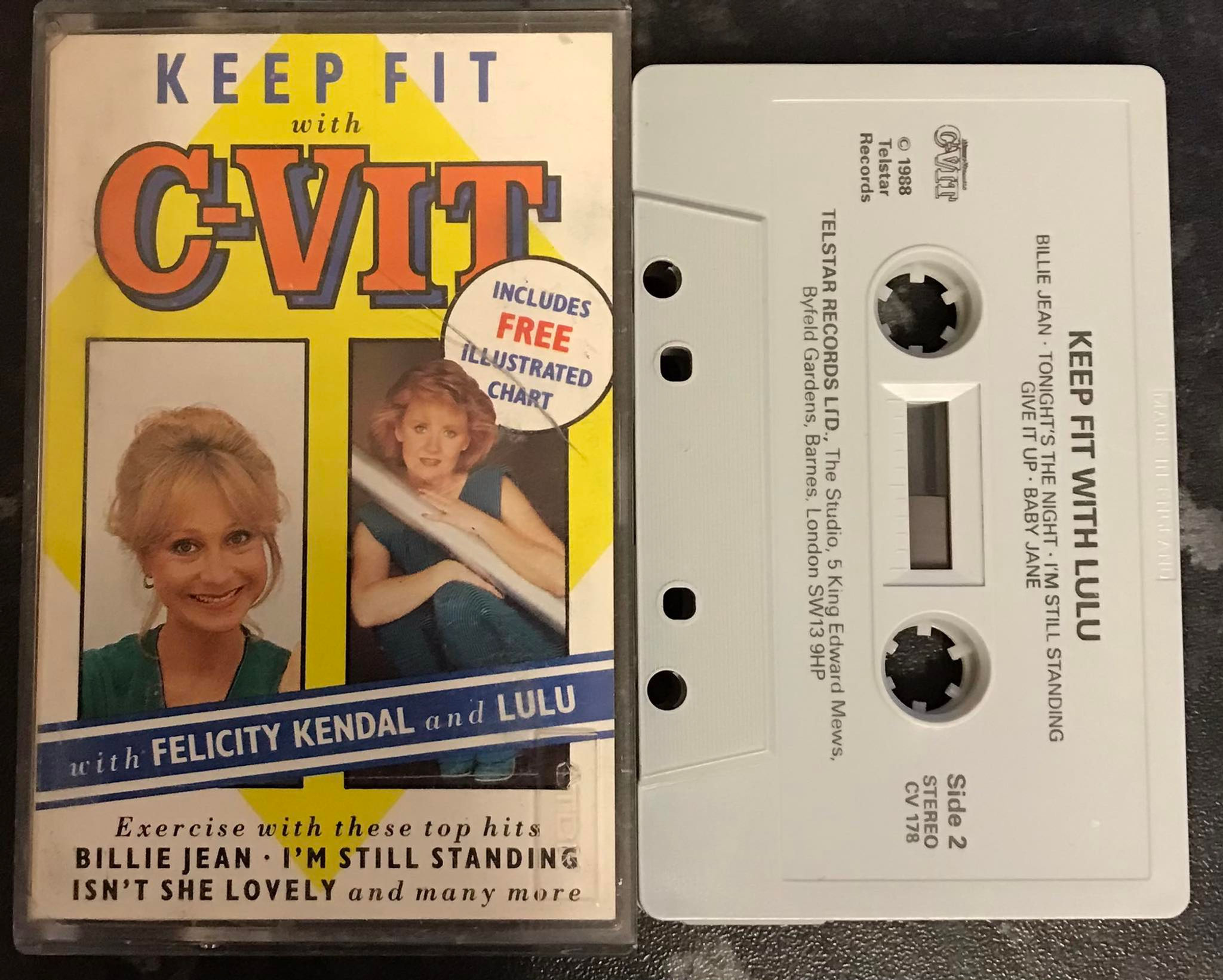 Keep Fit with CVit Felicity Kendal and Lulu Album, cv 178, Telstar Records, Vintage Cassette