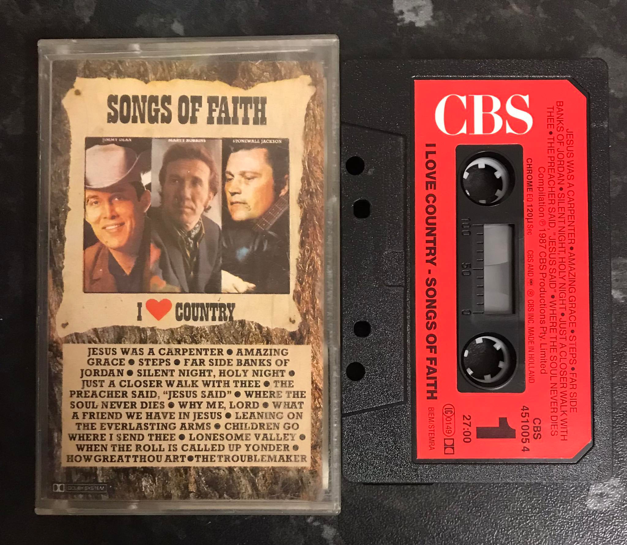 Songs of Faith, I Love (Heart) Country Album, cbs 451005 4, Vintage Cassette