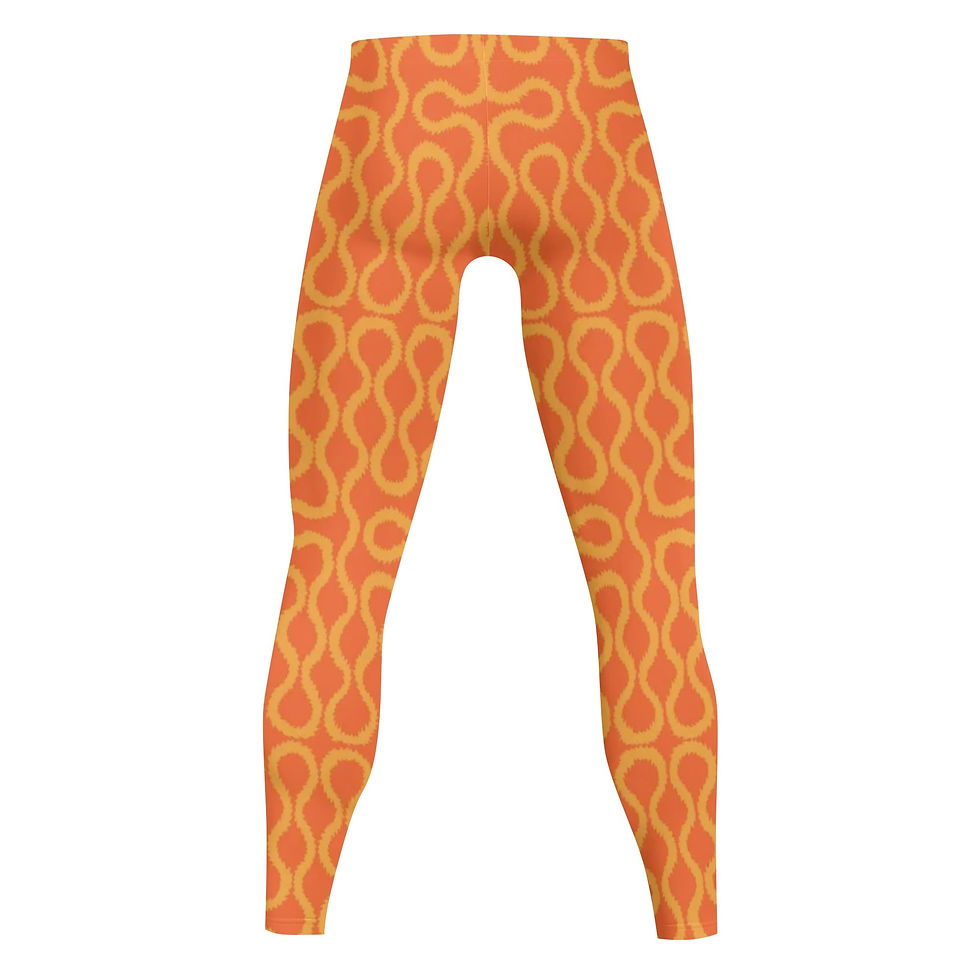 Unisex All Over Leggings, Westwood, Squiggle, Pattern, Gold on Orange Background