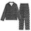 Thumbnail: Unisex Long Sleeve Adult Nightwear Pajama Set Westwood Squiggles Silver on Black