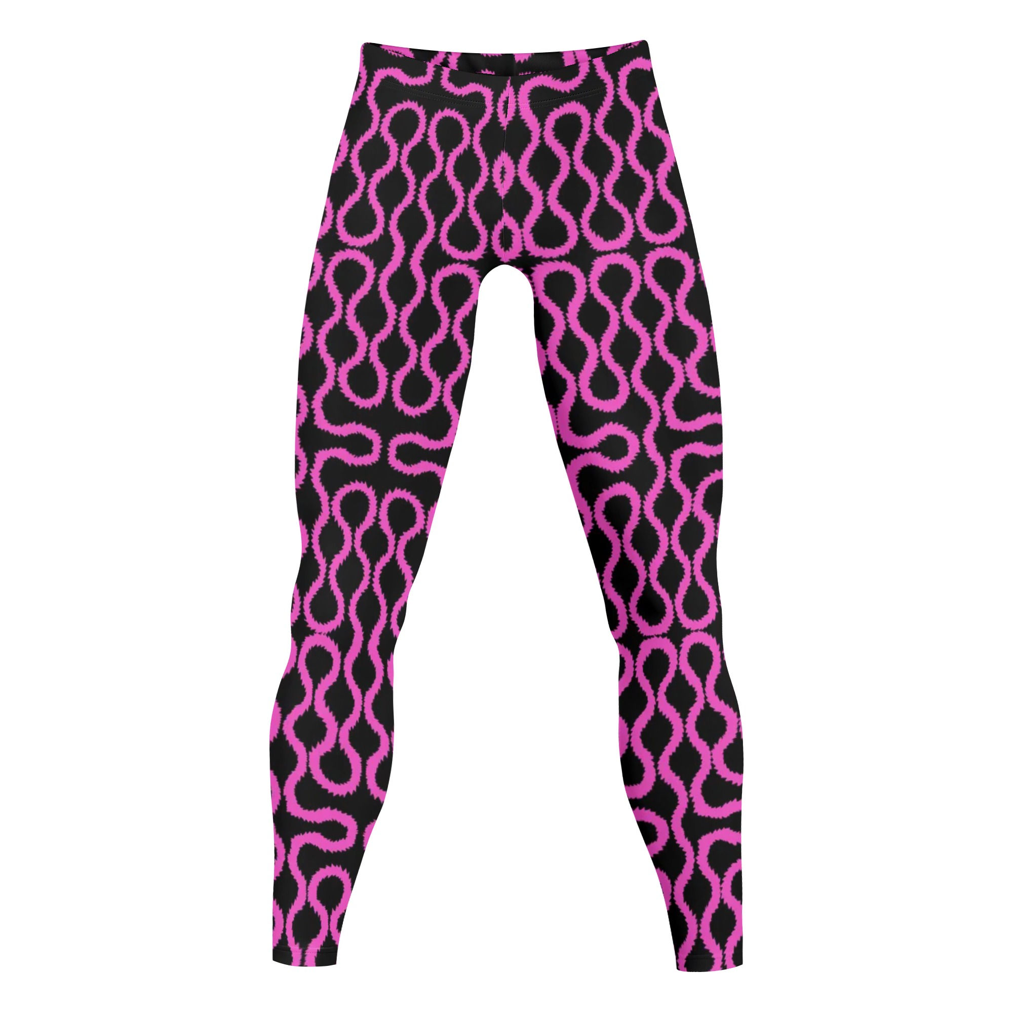 Unisex Leggings, Squiggles Style Design, Westwood inspired, Pink on Black