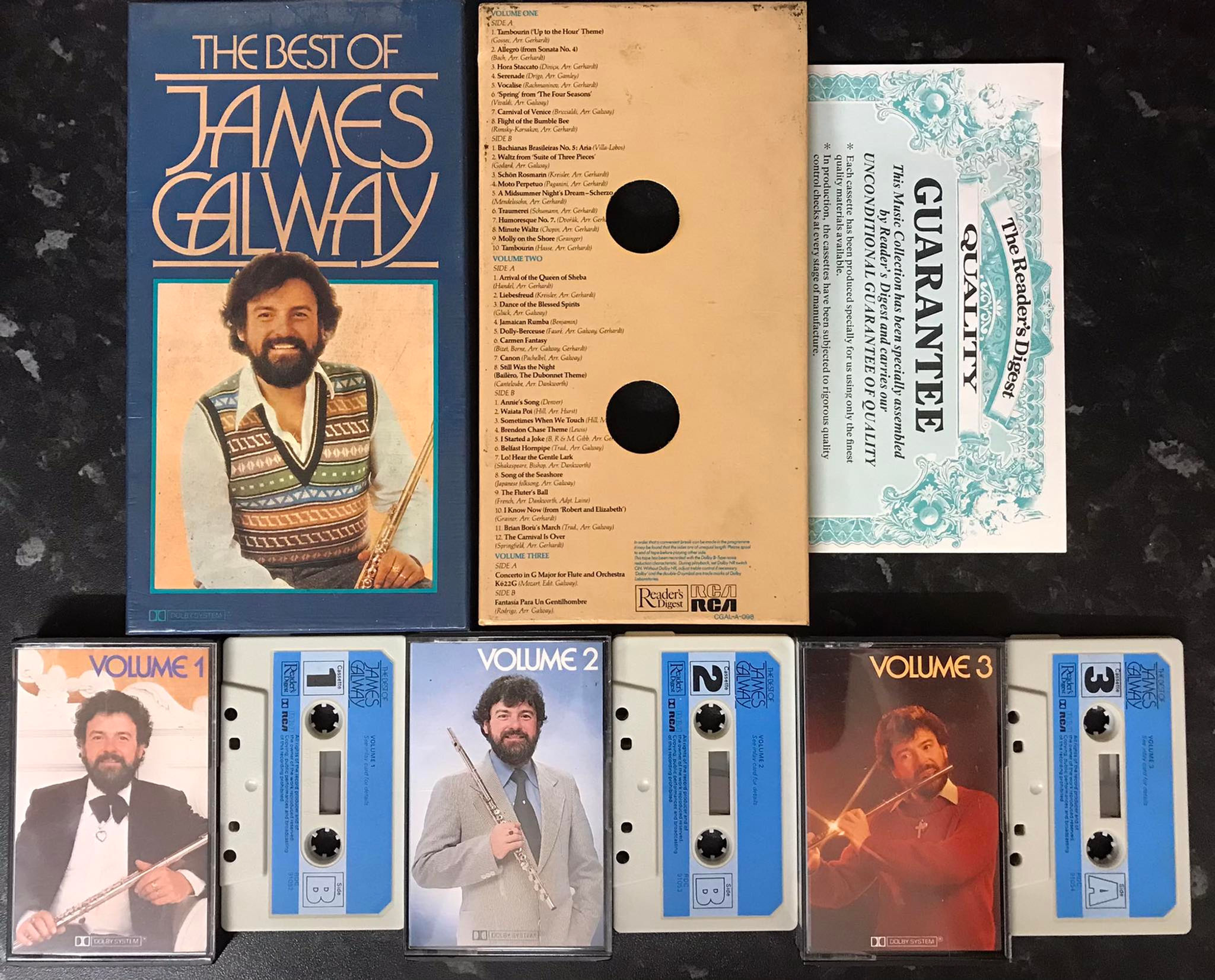 The Best Of James Galway Complete Set, 3 Tape Set Boxed, Reader's Digest CGAL-A-098, with certificate, Vintage Cassette