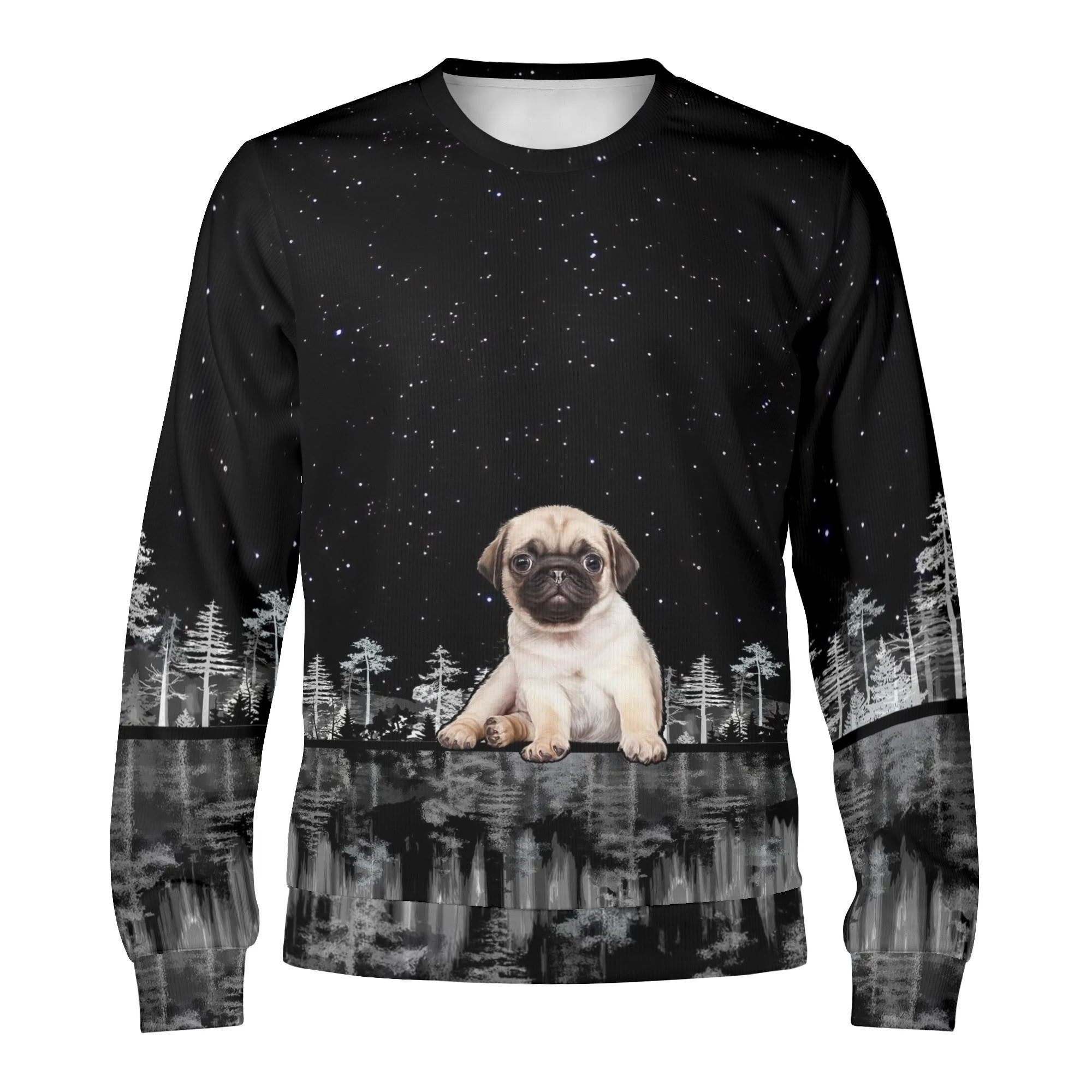 Pug Winter Christmas Pullover, Pug Sweatshirt Unisex