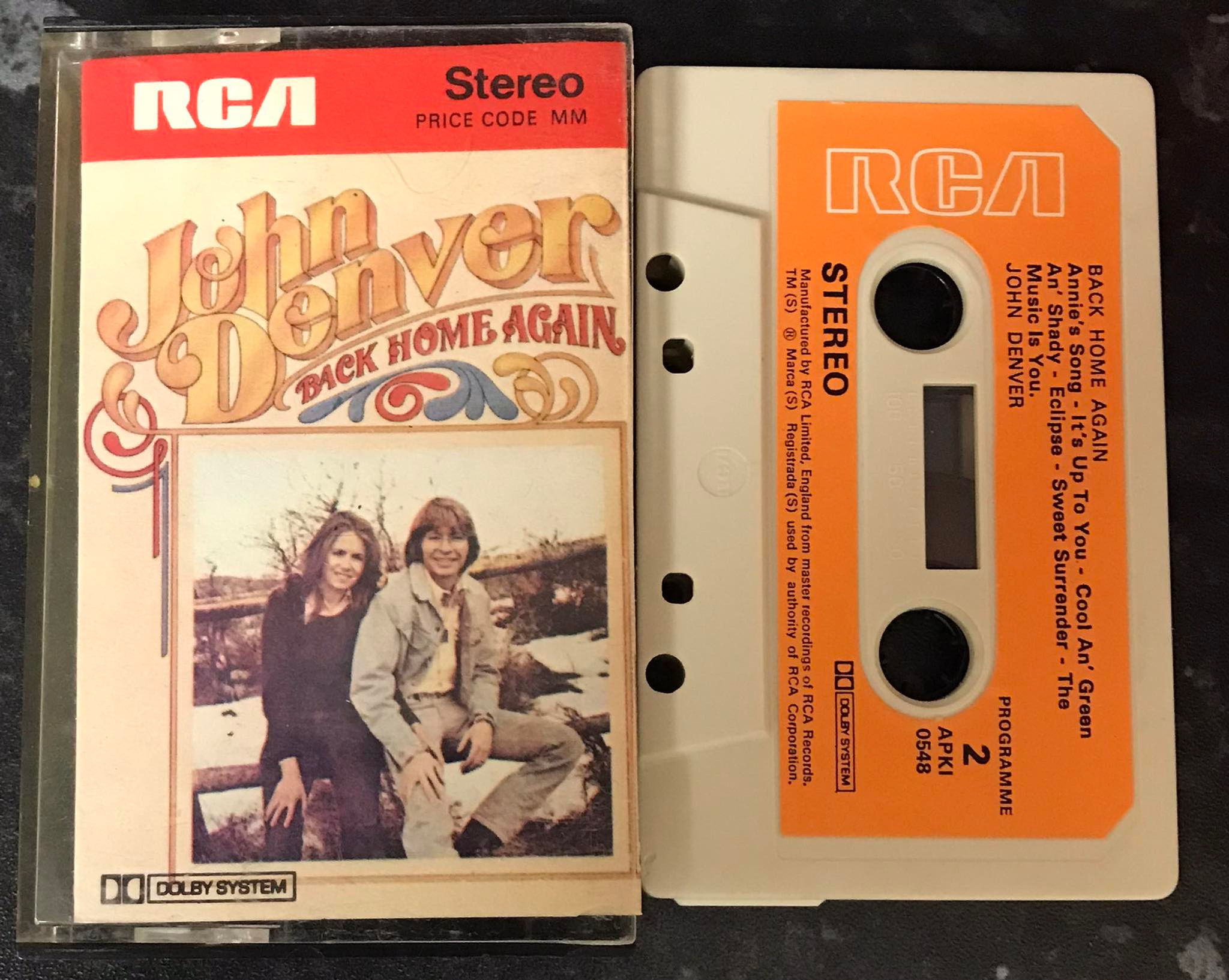 John Denver, Back Home Again Album, RCA, APK1-0548, Vintage Cassette