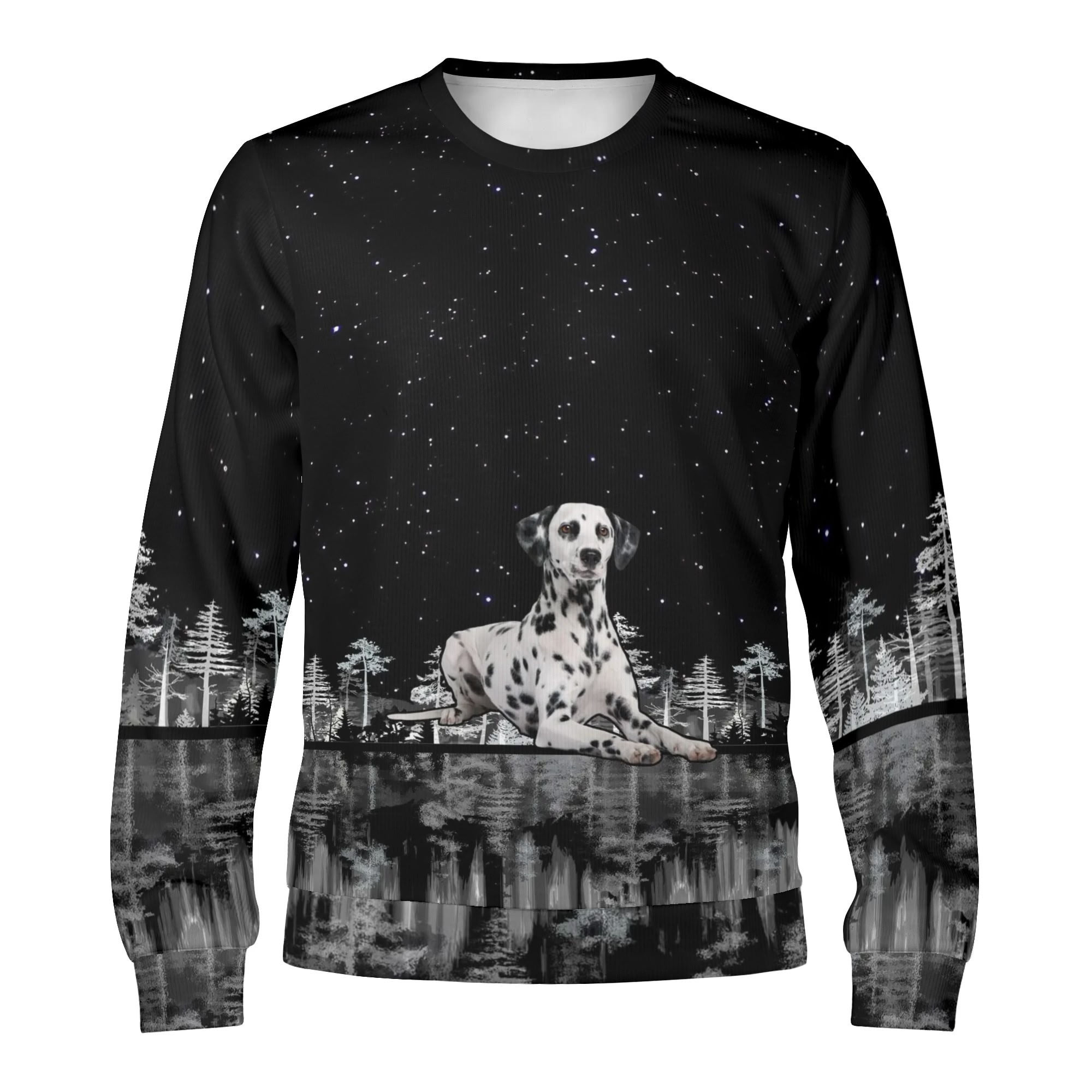 Unisex Dalmatian Dog Winter Christmas Pullover, Dalmatian Dog Sweatshirt