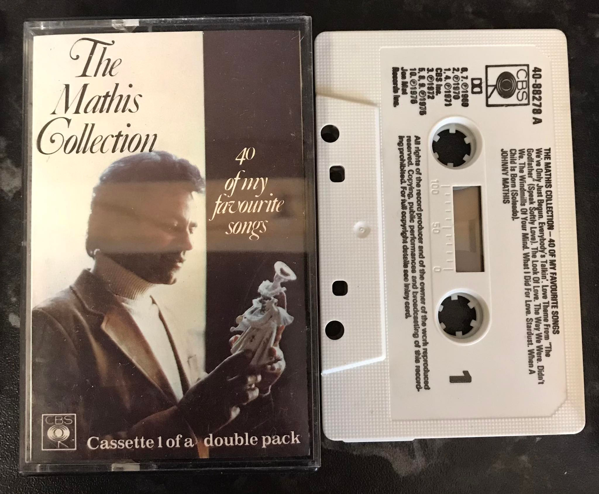 Johnny Mathis, The Mathis Collection, Double Album, CBS, 40-88278A, 40-88278B, Vintage Cassette