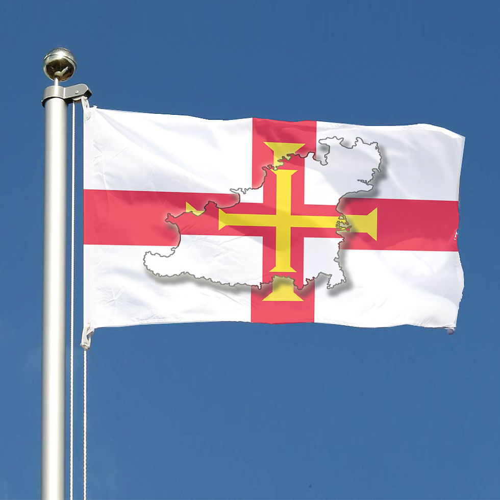 guernsey flag, island map flag