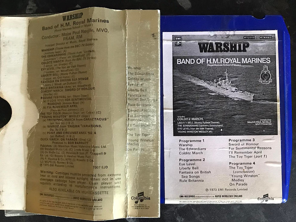 8 Track Stereo, WARSHIP, Band of H.M.Royal Marines, Columbia, 8X-TWO 413, Royal Marines School Of Music, Vintage 8 Track