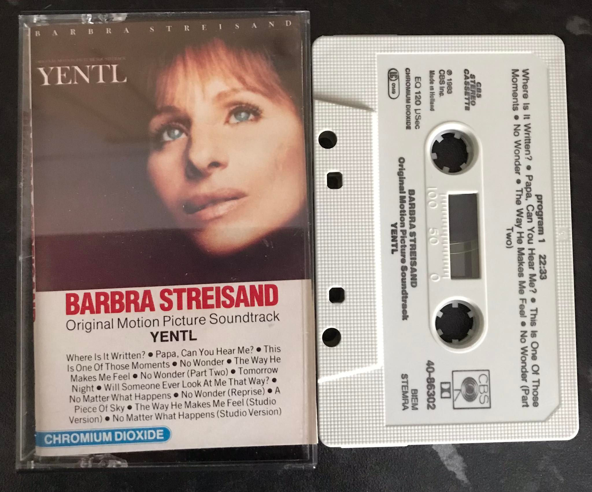 Barbra Streisand, Yentl Movie Soundtrack, CBS, 40-86302, Vintage Cassette