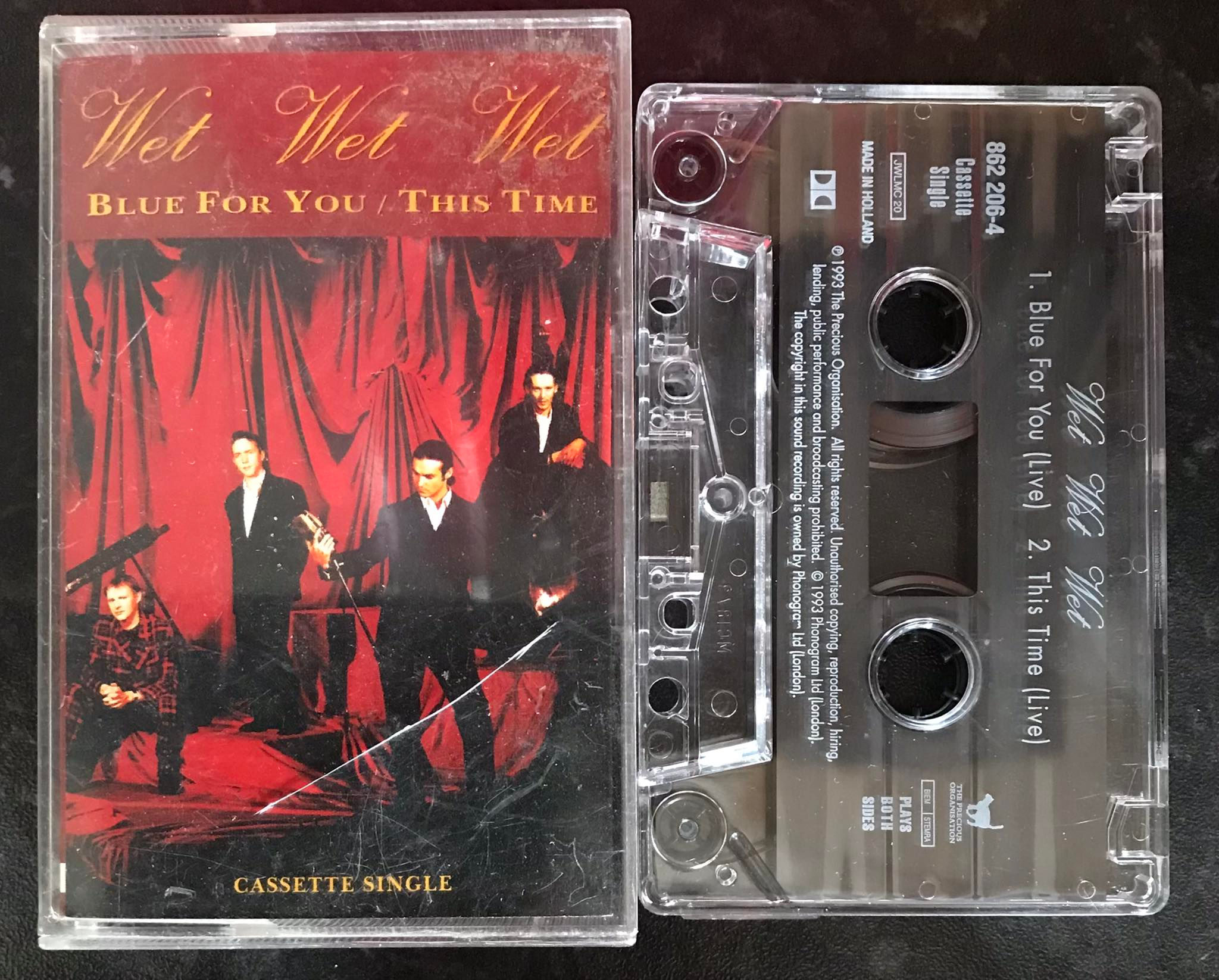 Wet Wet Wet, Blue For You / This Time Live Single, The Precious Organisation, JWLMC 20, 862 206-4, Vintage Cassette