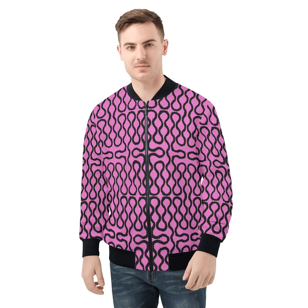 Unisex  Zip Up Bomber Jacket, Squiggles Design Style, Westwood Inspired