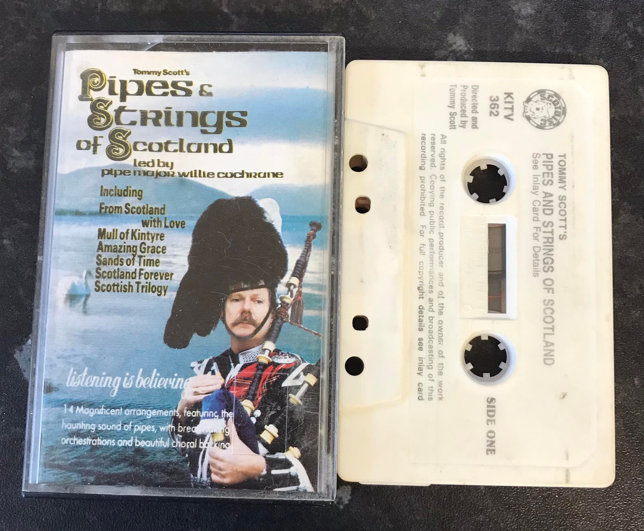 The Pipes & Strings of Scotland Album, kitv 362, Scotdisc, led by pipe Major Willie Cochrane, Vintage Cassette