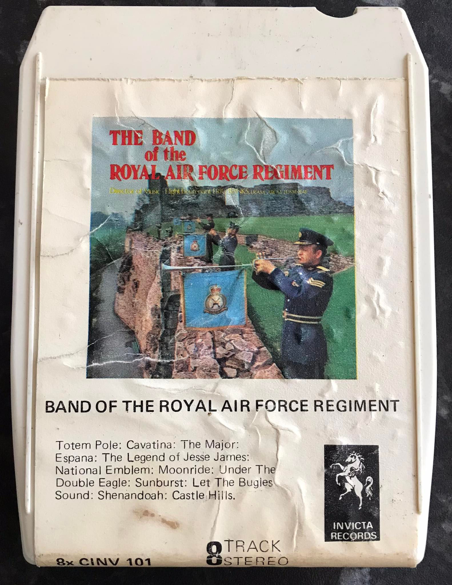 8 Track Stereo, The Band of the Royal Air Force Regiment Cartridge, 8X CINV 101, Invicta Records, Eric banks, Vintage 8 Track