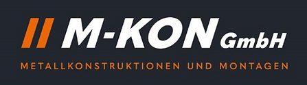Das Logo von M-KON GmbH mit Metallkonstruktionen und Montagen