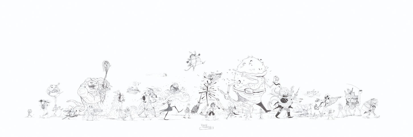 Linework walk of fantasy characters for Inktober