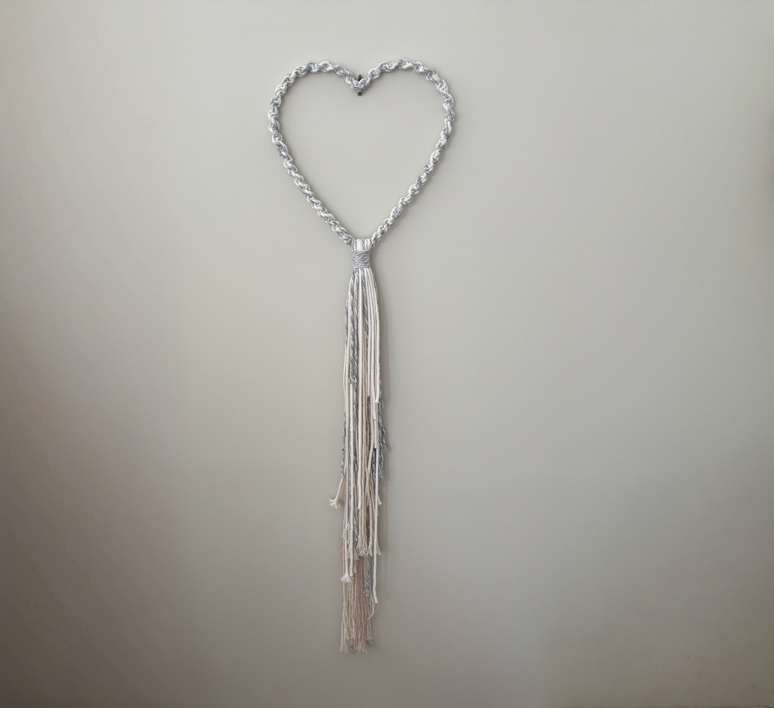 Heart Wall Hanging Grey Cream