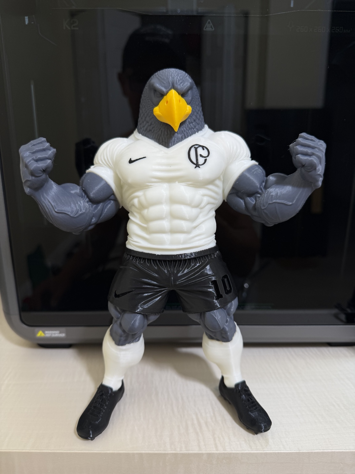 3D printed muscular hawk figure