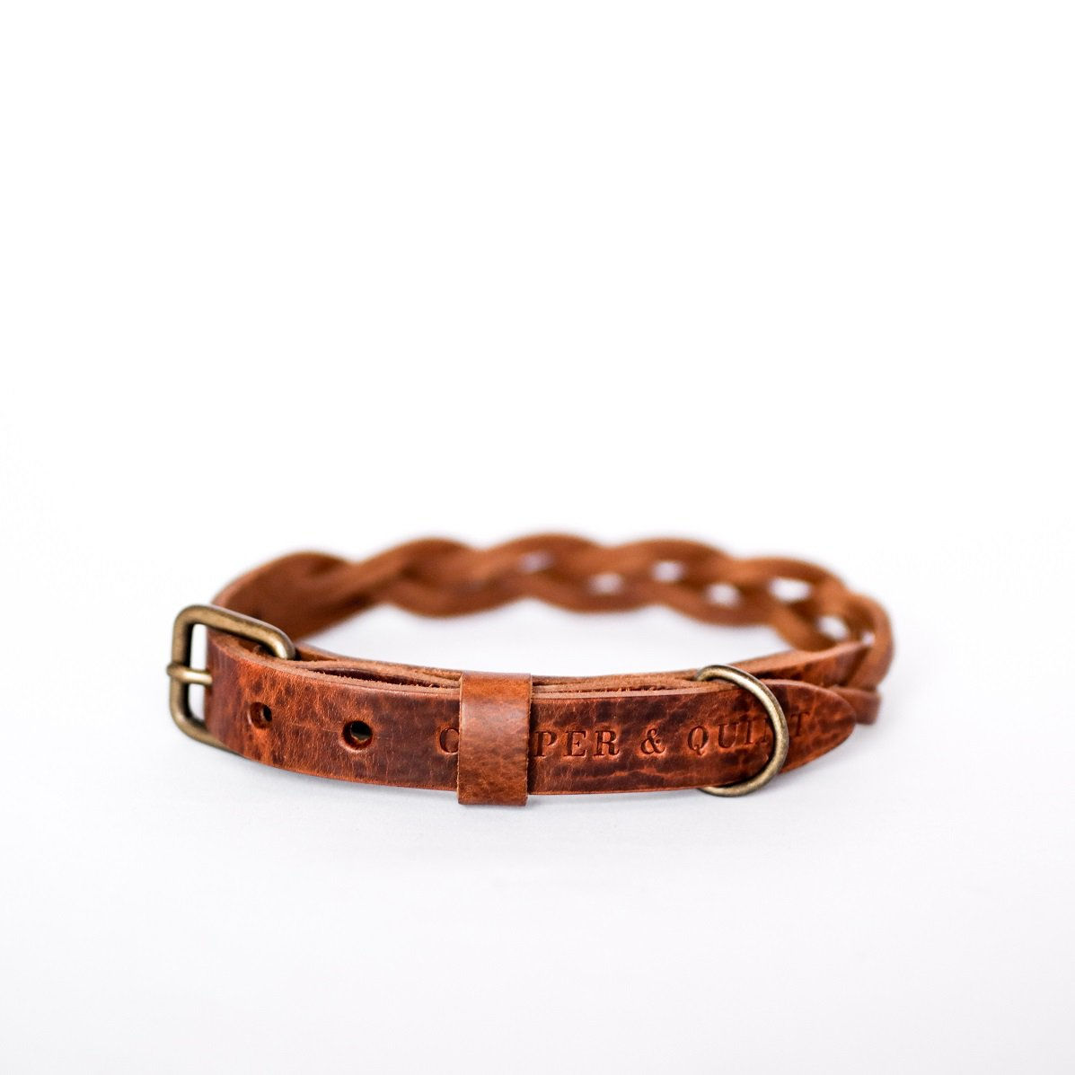 geflochtenes Lederhalsband mit Altmessing BeschlÀgen
