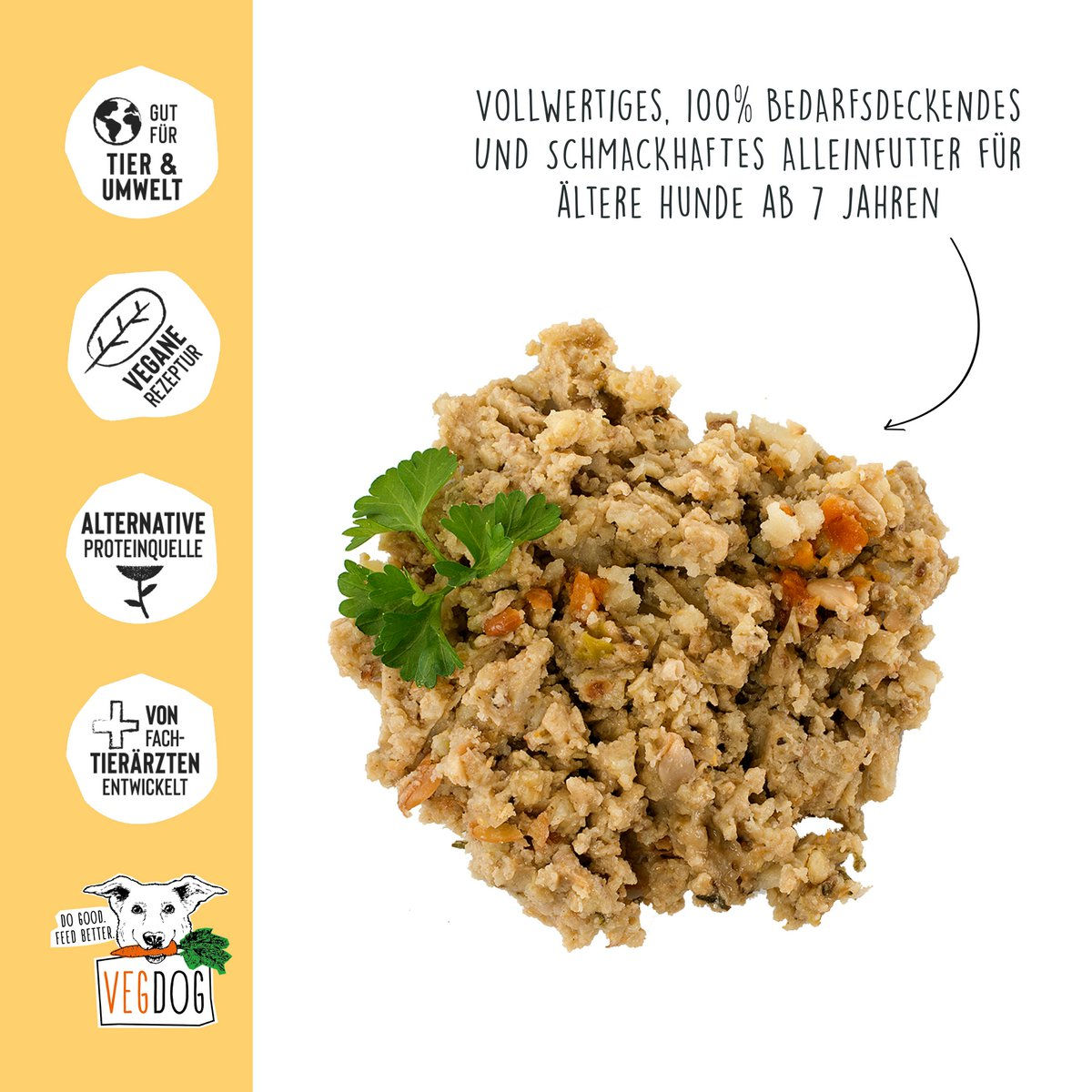 VEGDOG | Hundefutter Vegan | SENIOR Erbsen & Hirse | 800 g