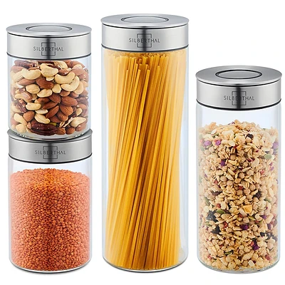 SILBERTHAL Vorratsgläser Set mit Aromaverschluss 4er-Set