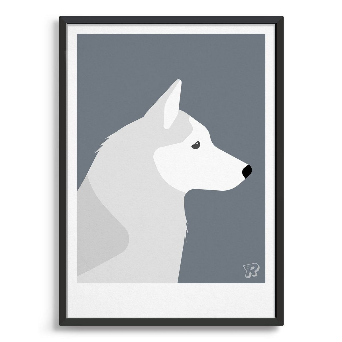 Rocket Jack | Poster Hund | Dunkelgrau | Kunstdrucke Poster | Husky