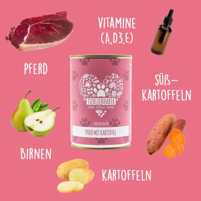 Zutaten des Hundefutter Pferd mit Kartoffel von Tierliebhaber