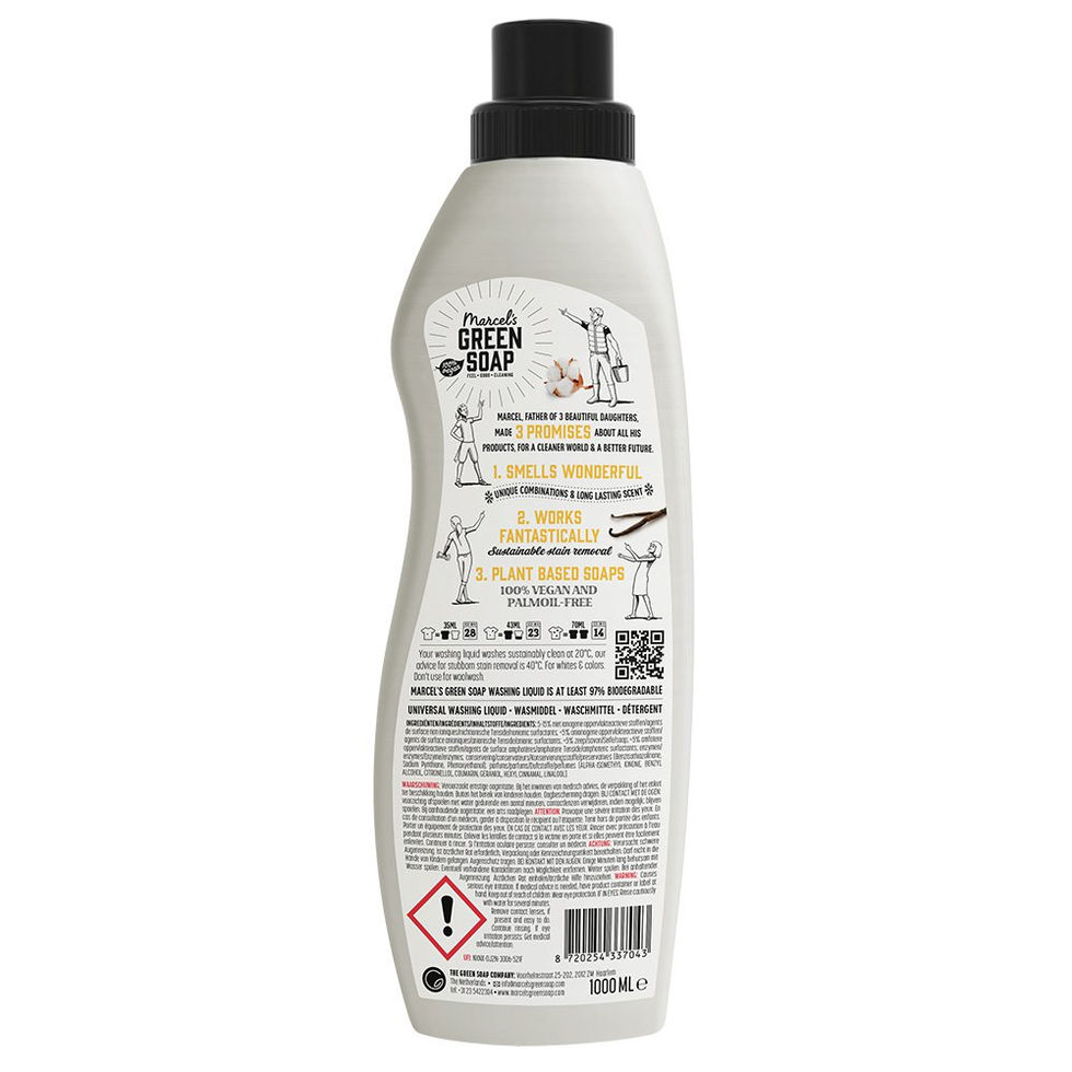 Rückseite Waschmittel Vanilla & Cotton