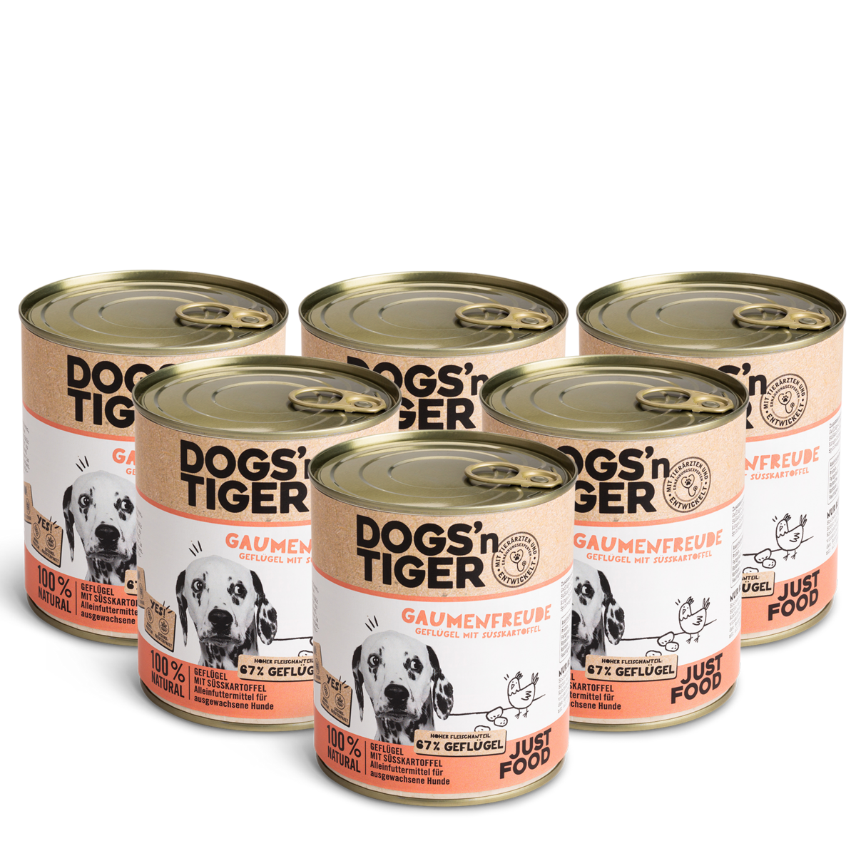 Dogs' n Tiger Gaumenfreude | Geflügel mit Süsskartoffel | 6x 800 g
