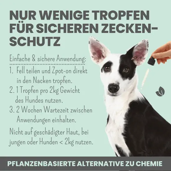 Anwendungshinweis des natürlichen Zeckenschutz für Hunde