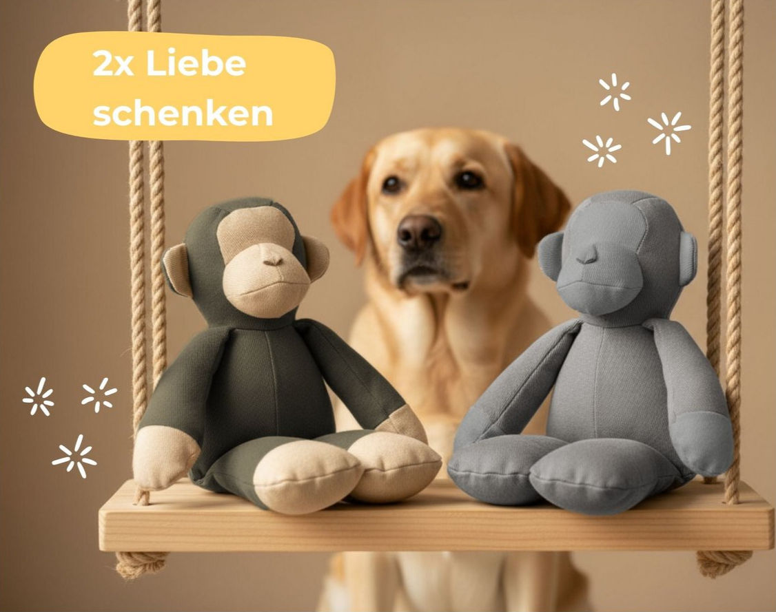 PiuPet Affe 'KIBA' in Grau & Khaki/Braun