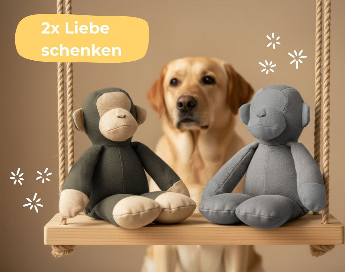 PiuPet natürliches Hundespielzeug Affe 'KIBA'