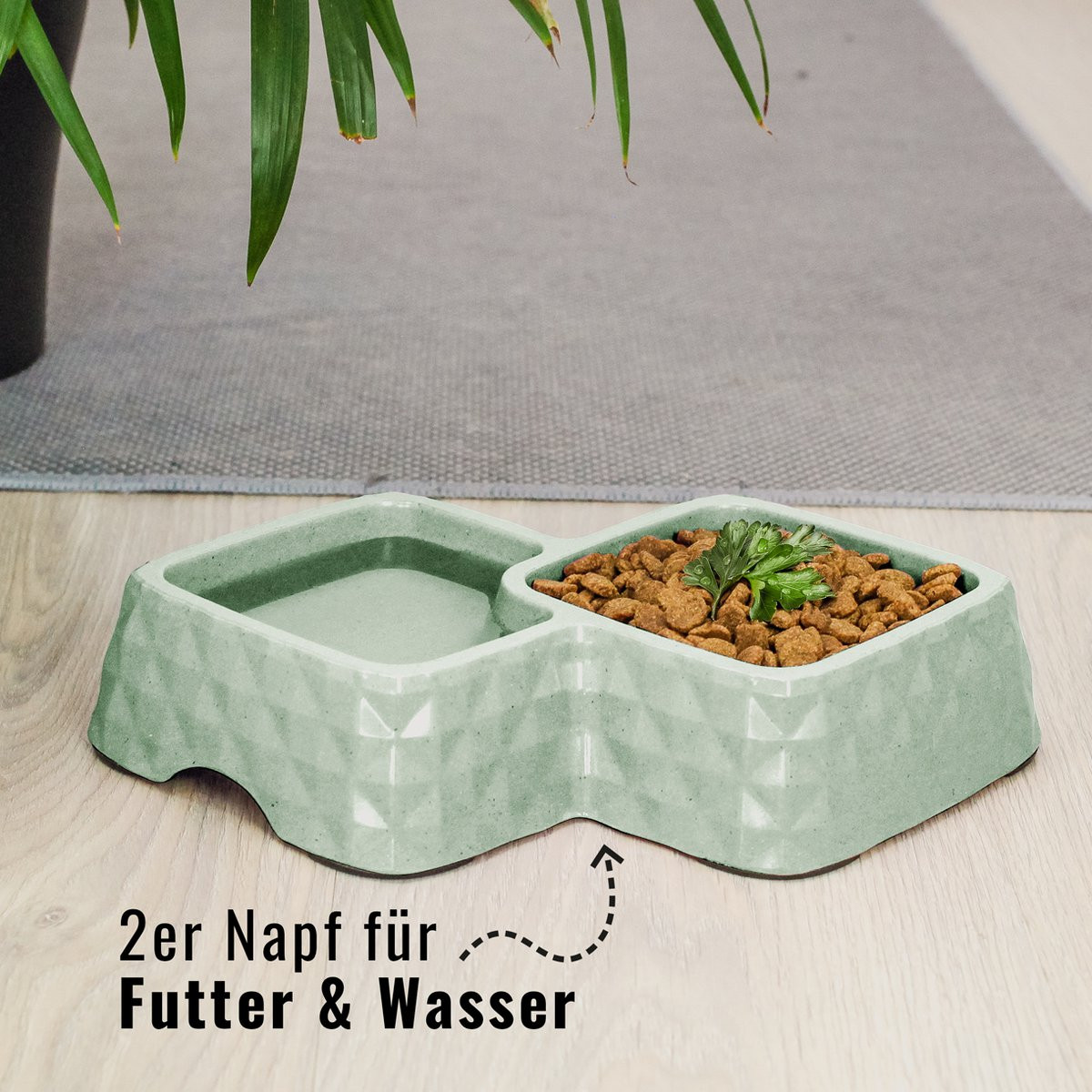 ne&no® Hundefutternapf Bambus Doppelnapf in Grün