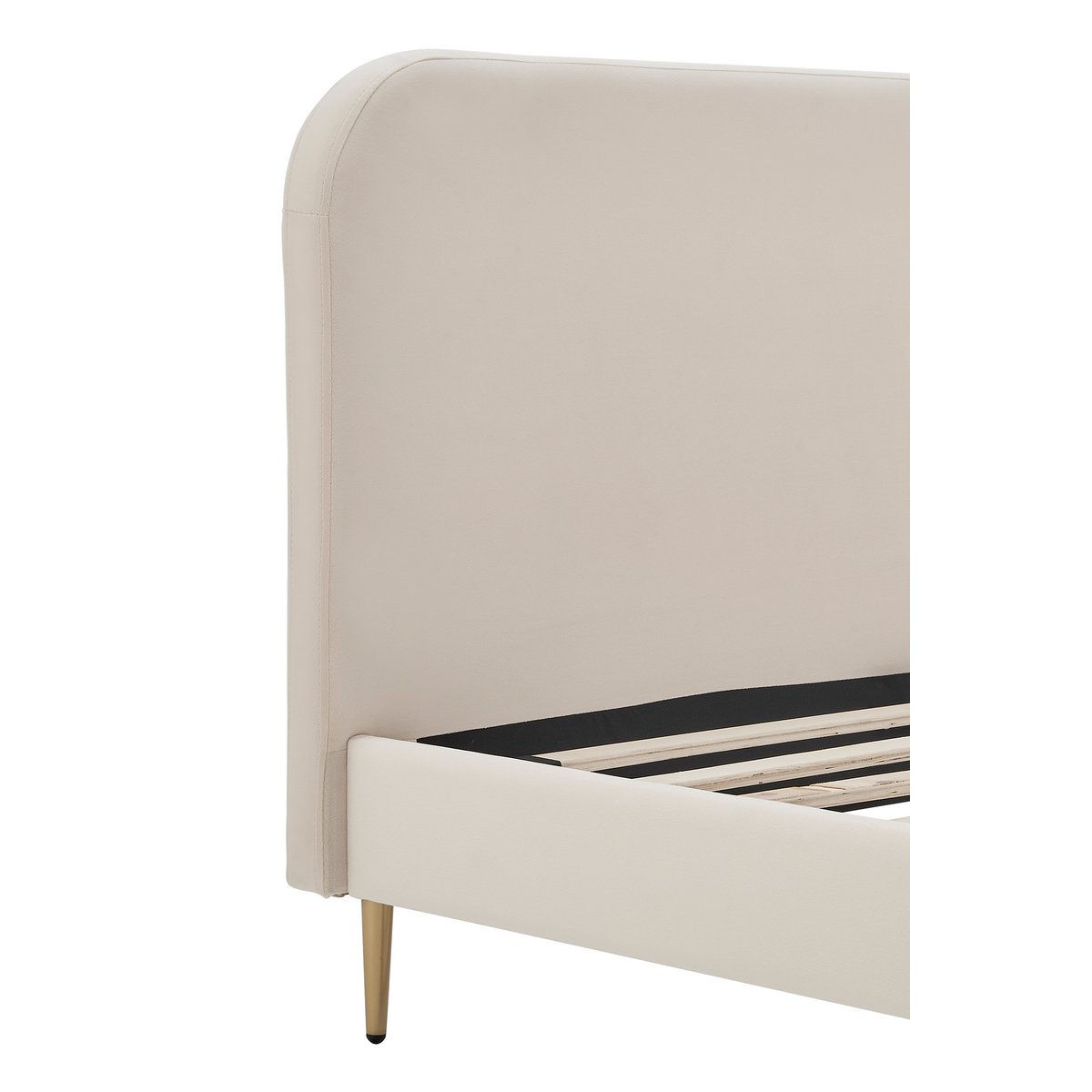 Detail Kopfteil Polsterbett Samt Beige