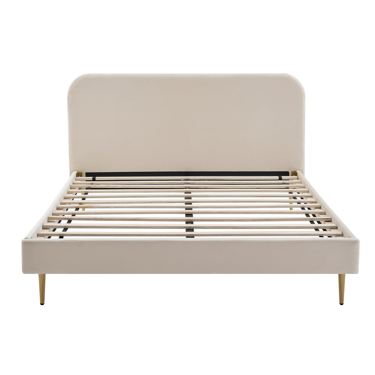 Polsterbett Samt Beige Frontal