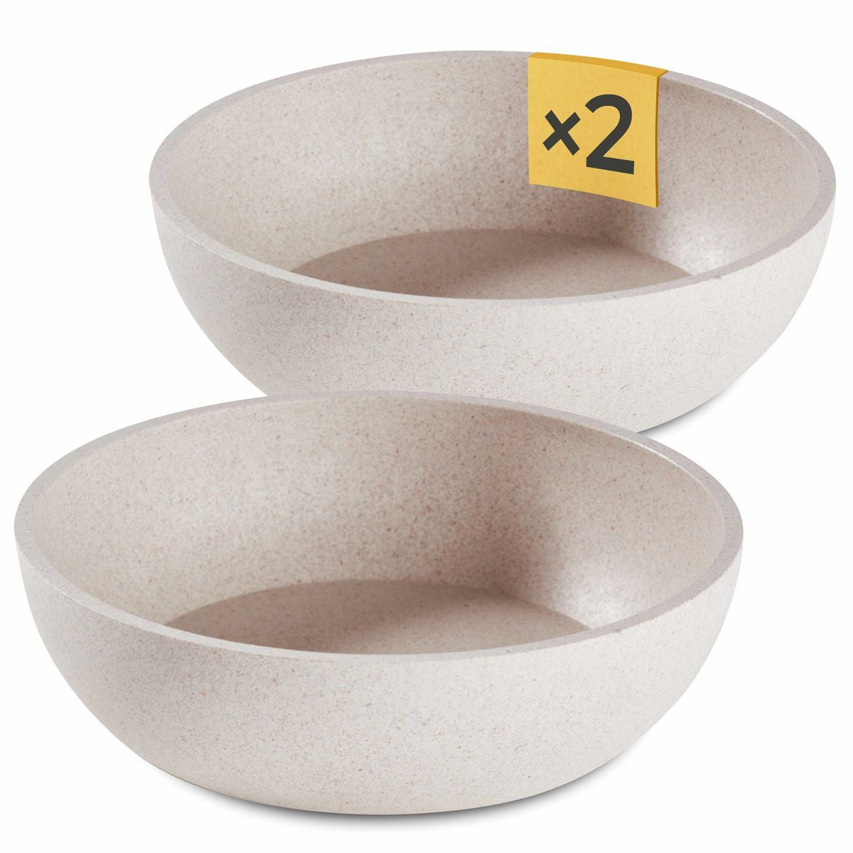 PiuPet natürlicher Hundefutternapf im 2er Set 'AKI' in Beige & 1,6 L