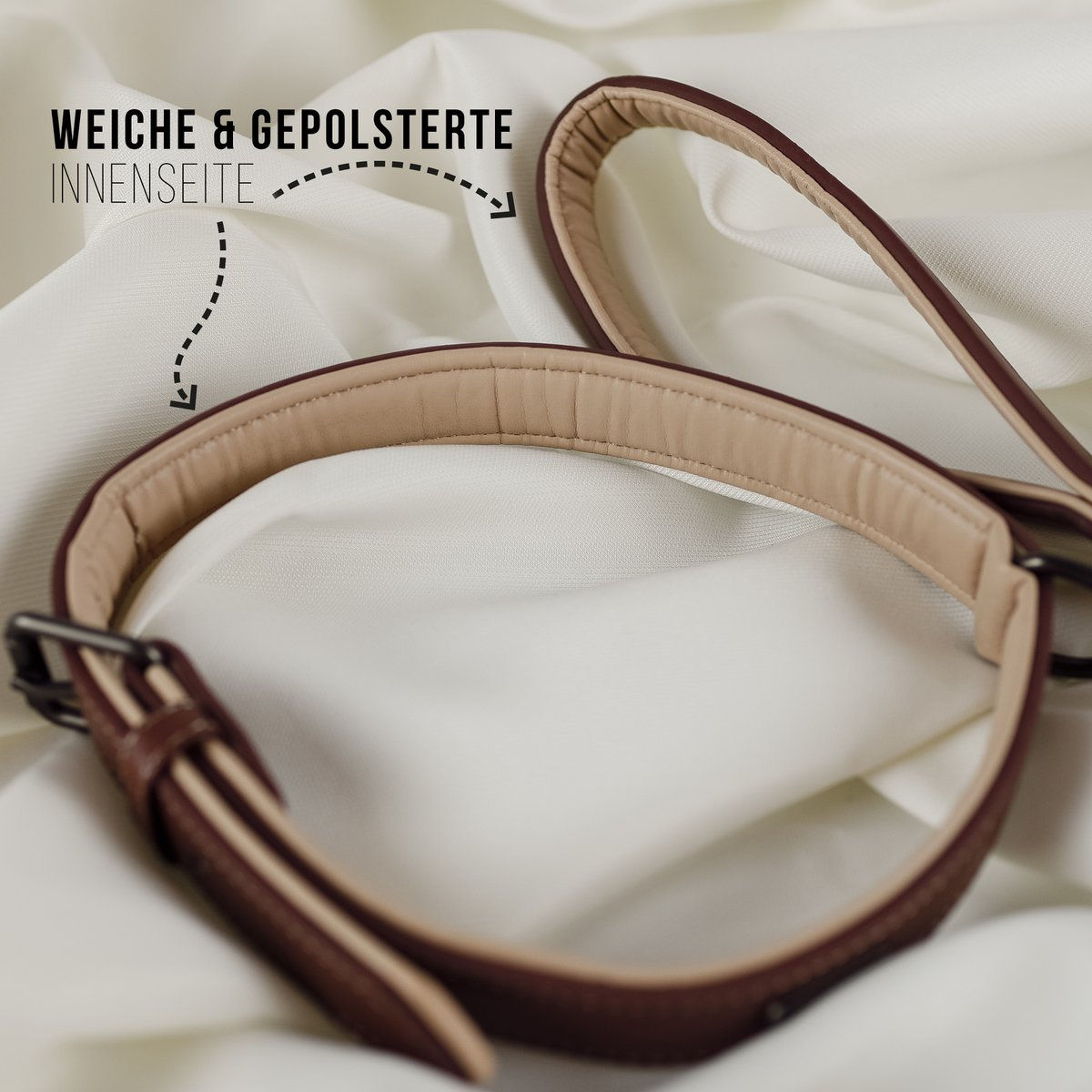 Halsband Leine Set in Braun & Beige