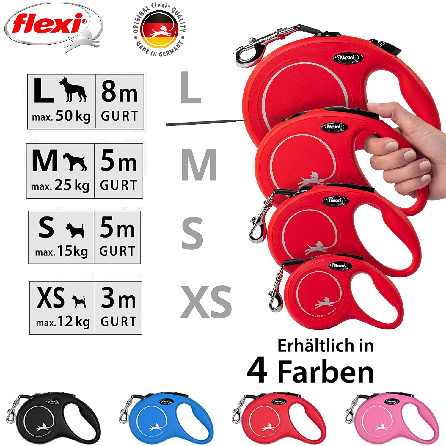 flexi leine | New Classic in Rot 5m