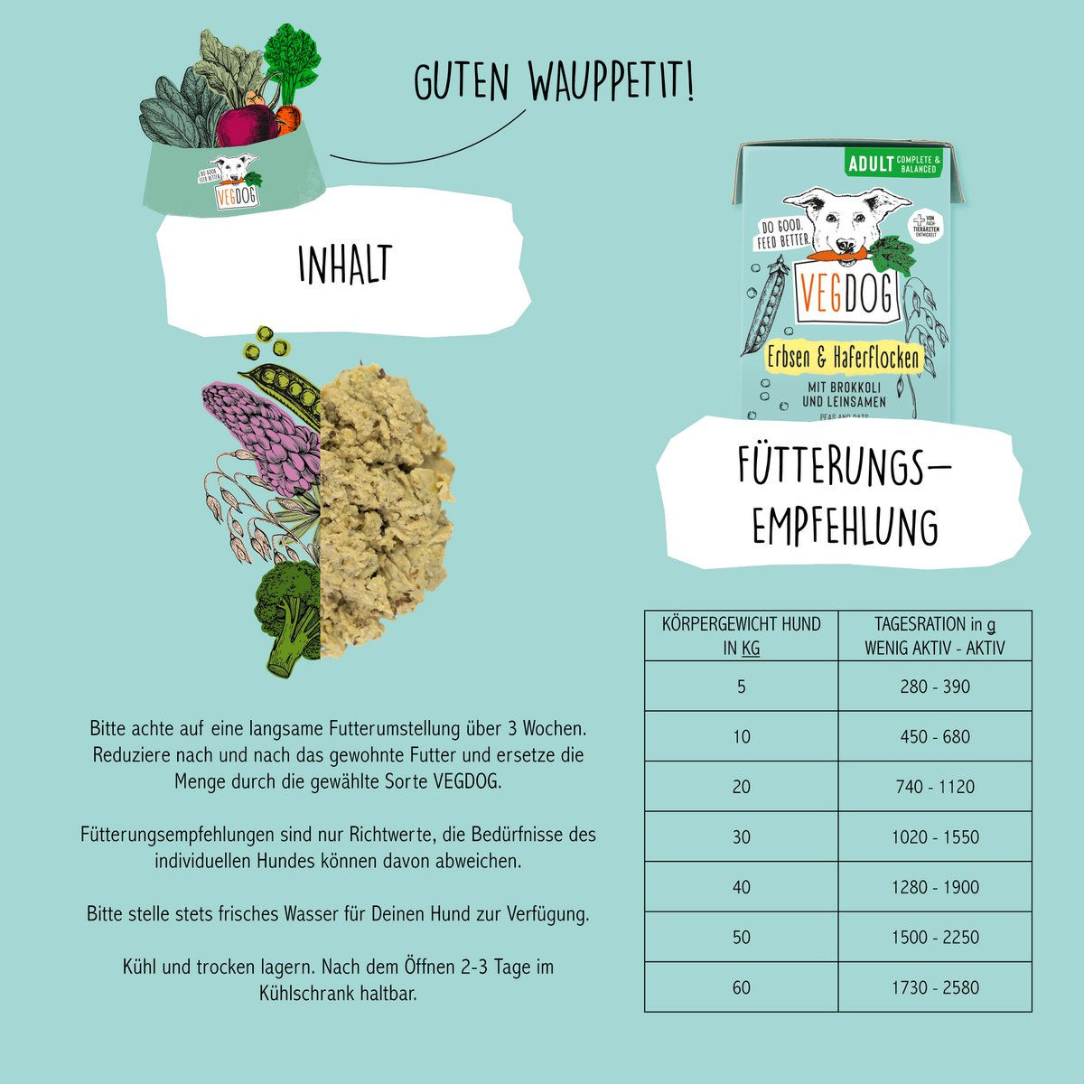 VEGDOG Erbsen & Haferflocken | 6 x 200 g