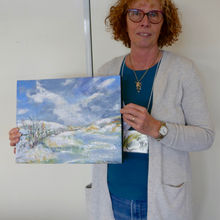 Our Winter Challenge was to capture the mystique of a winter scene in any medium. Marilyn Strongitharm's piece,