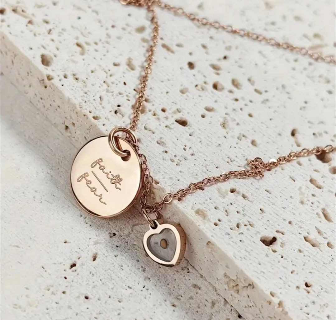 Rose Gold Faith over Fear Necklace