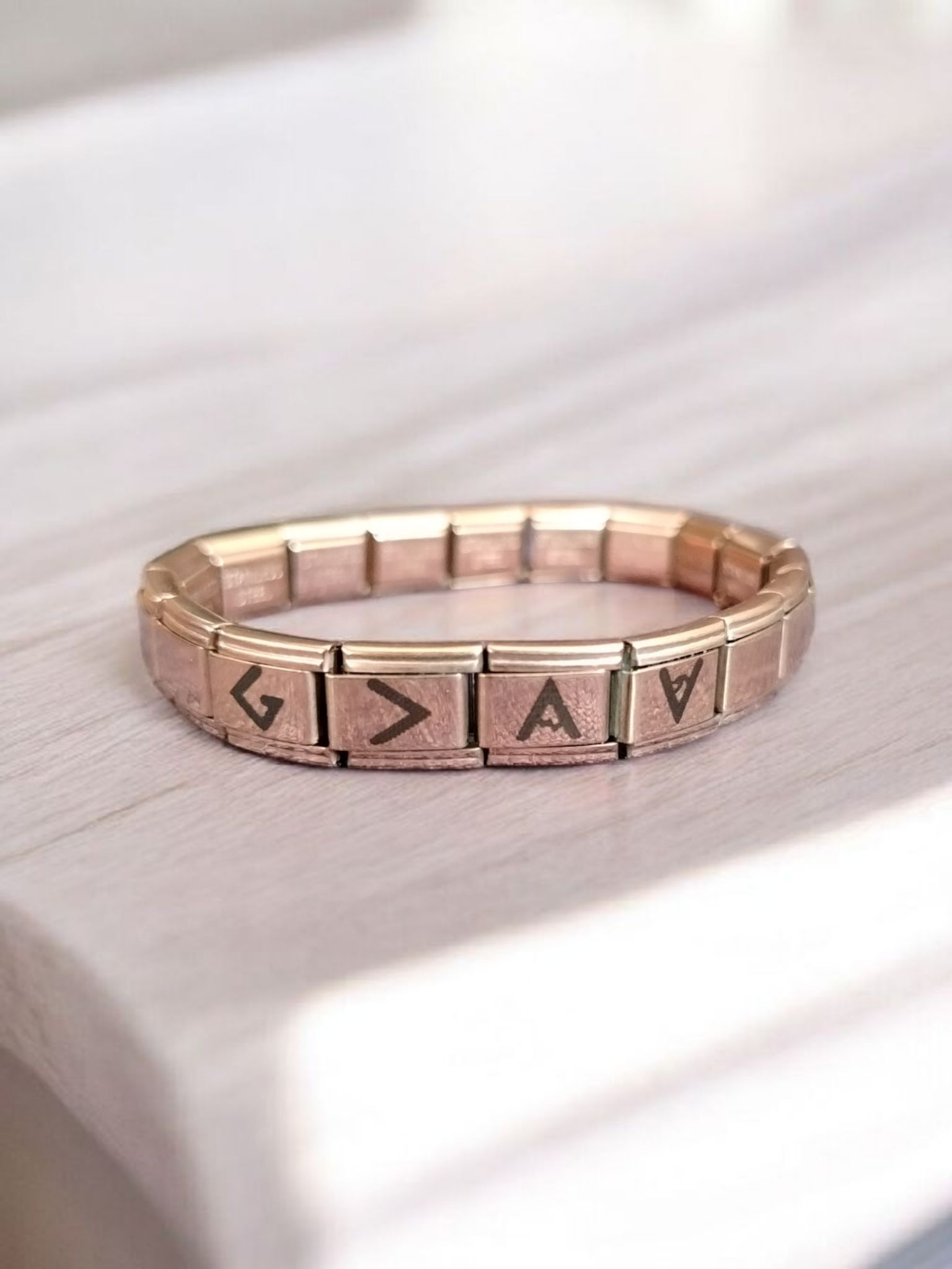 God is Greater Rose Gold Italian Charm Link Bracelet