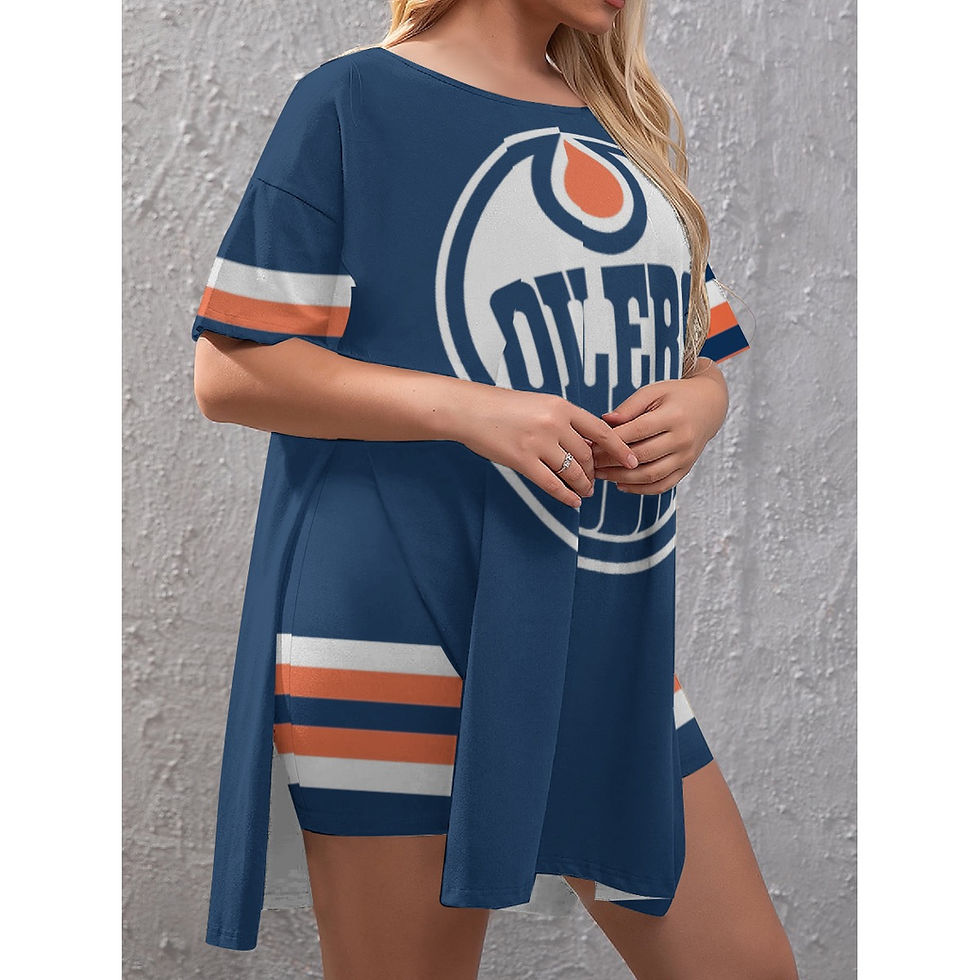 Thumbnail: PUCK | Drop-Shoulder T-Shirt with Side Split and Shorts (Plus/Real Size)