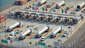 Puerto industrial con operación de importación de diesel y gasolina, actividad clave en la logística gestionada por Julio César Campos Martínez.