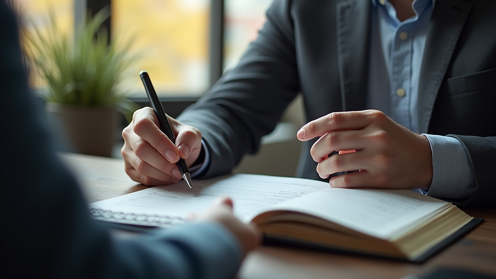 Eye-level view of a person engaged in a conversation with a notepad