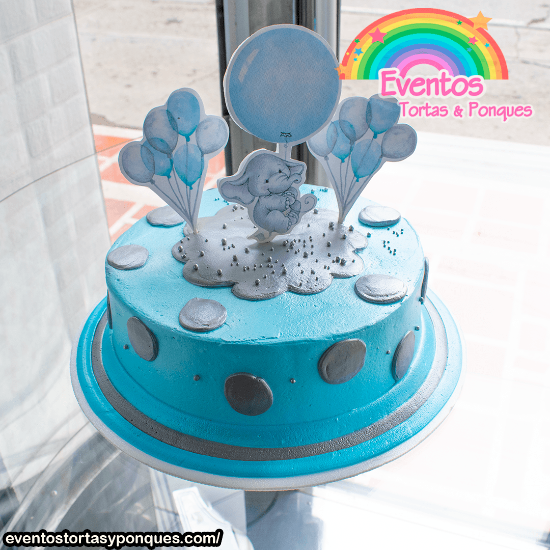Torta de Babyshower Para Niño Con Elefantito