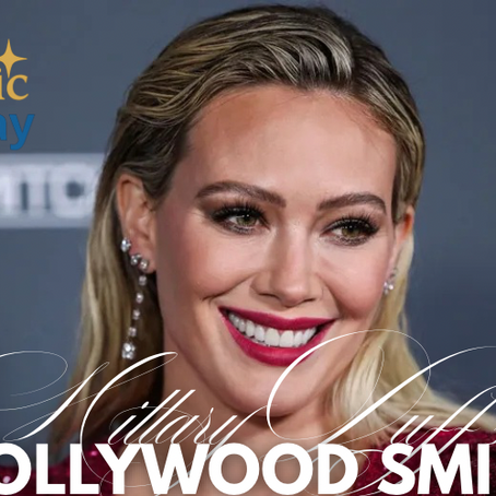 Hilary Duff showcasing her Hollywood smile makeover with perfect veneers on the red carpet.