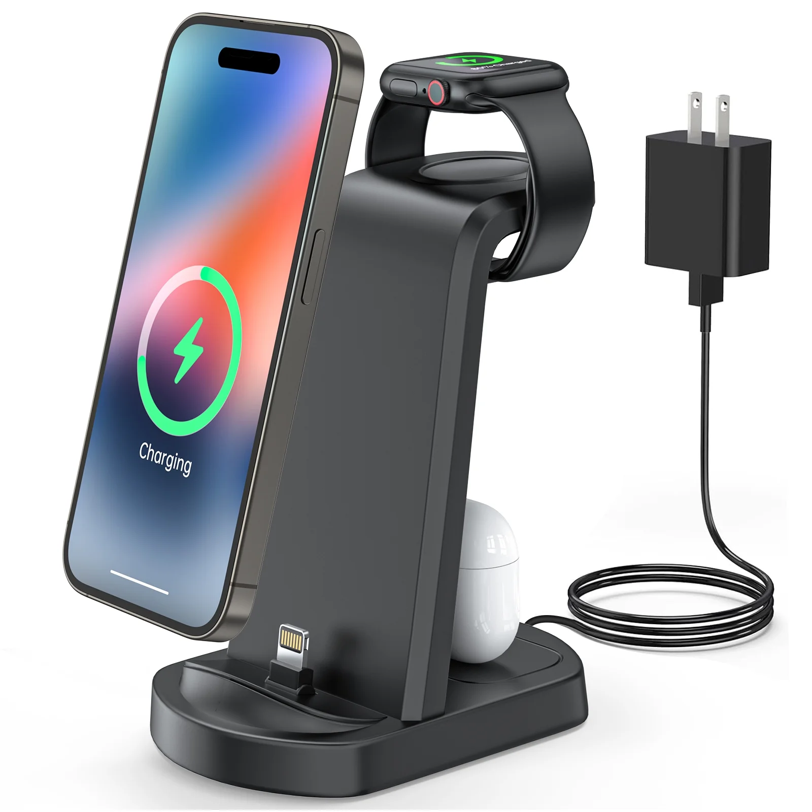Charging Station for Apple Multiple Devices, 3 in 1 Fast Charging Dock Stand for